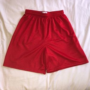 red basketball shorts